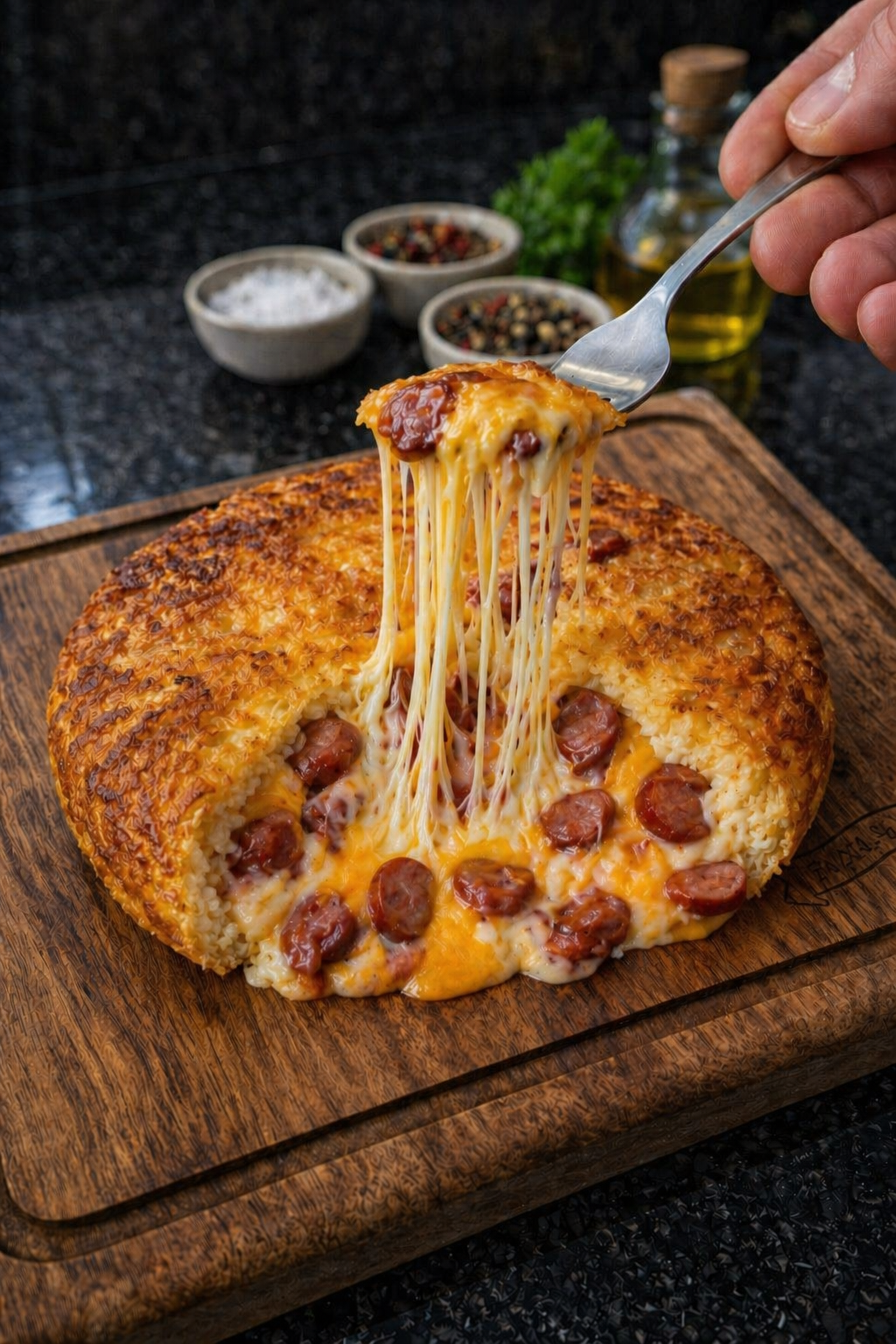Batata Suíça Calabresa com Queijo e Cheddar