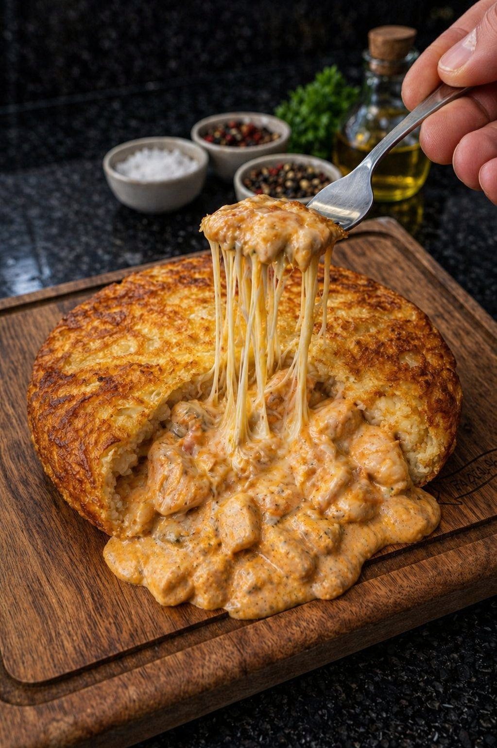 Batata Suíça Estrogonofe de Frango