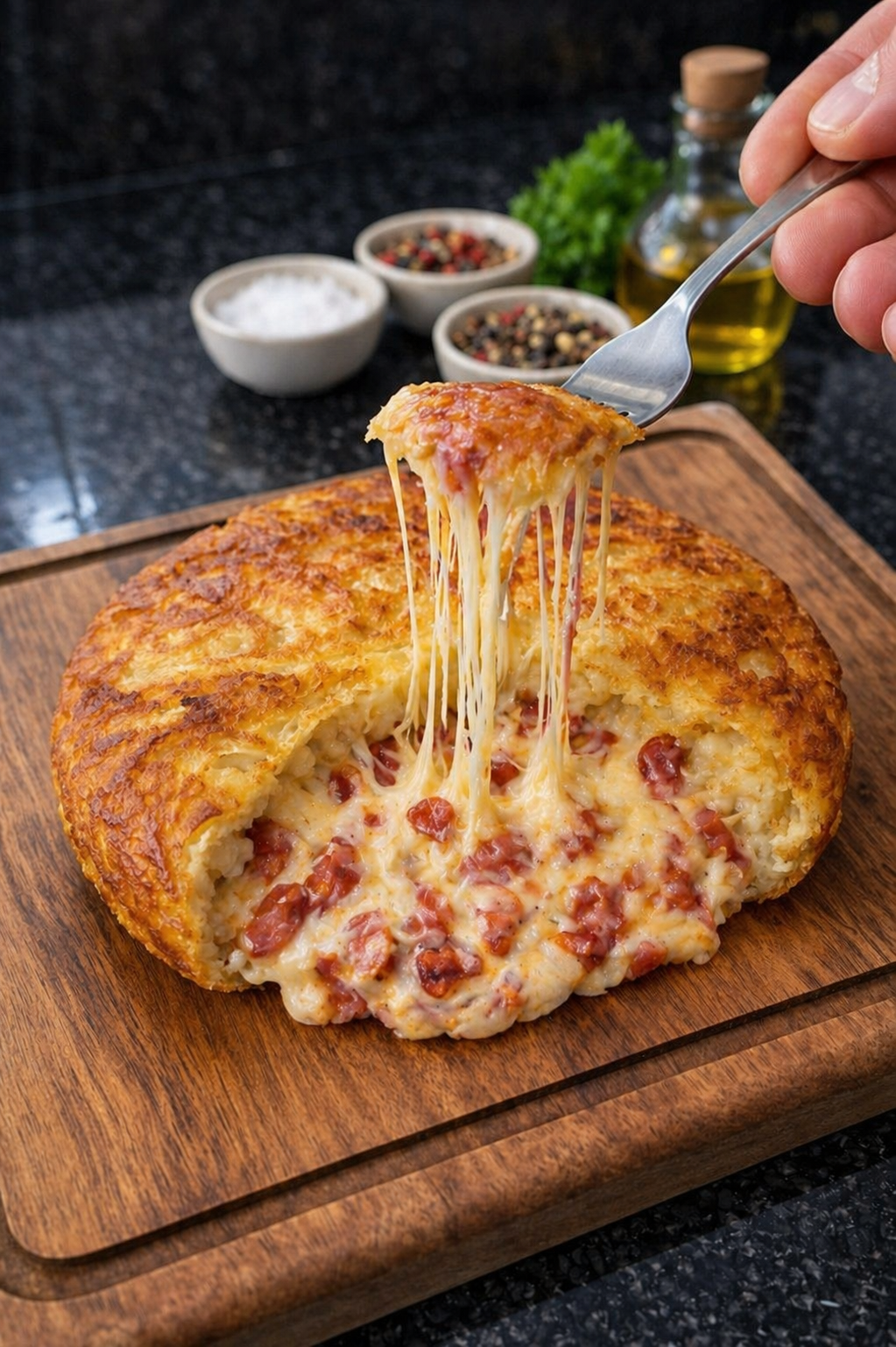 Batata Suíça Queijo com Bacon
