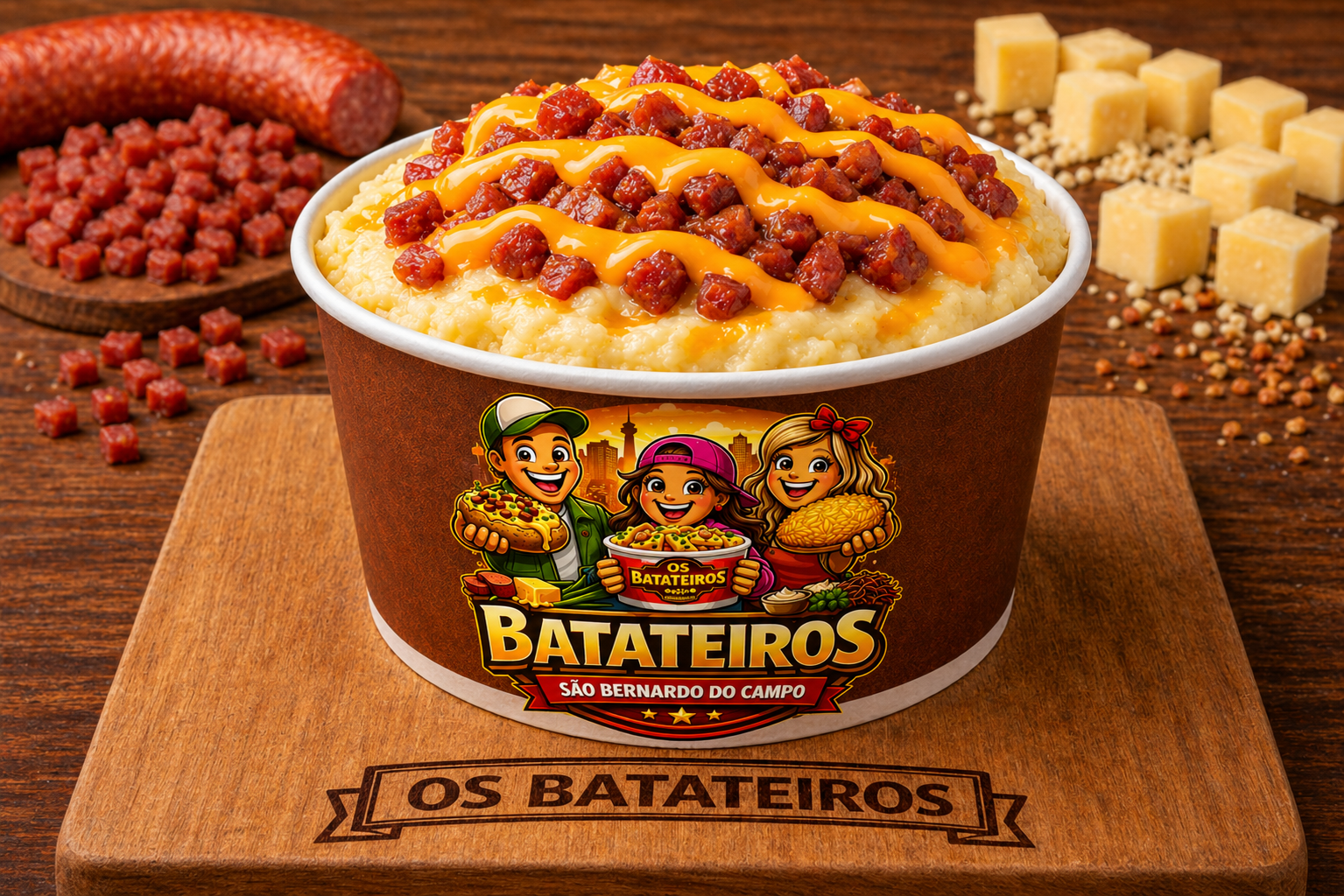 Batata no Pote Calabresa com Cheddar