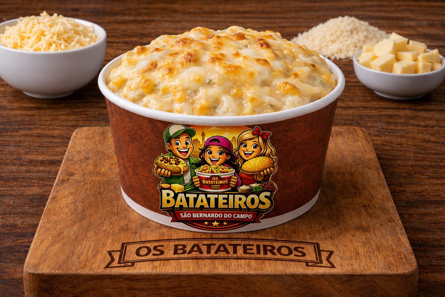 Batata no Pote Quatro Queijos