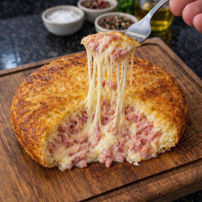 Batata Suíça de Presunto e Queijo